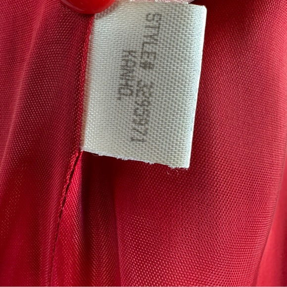 YL by Yair Vibrant Red Midi Dress Size 8 Sleeveless Peplum Waist Belt - Picture 7 of 8